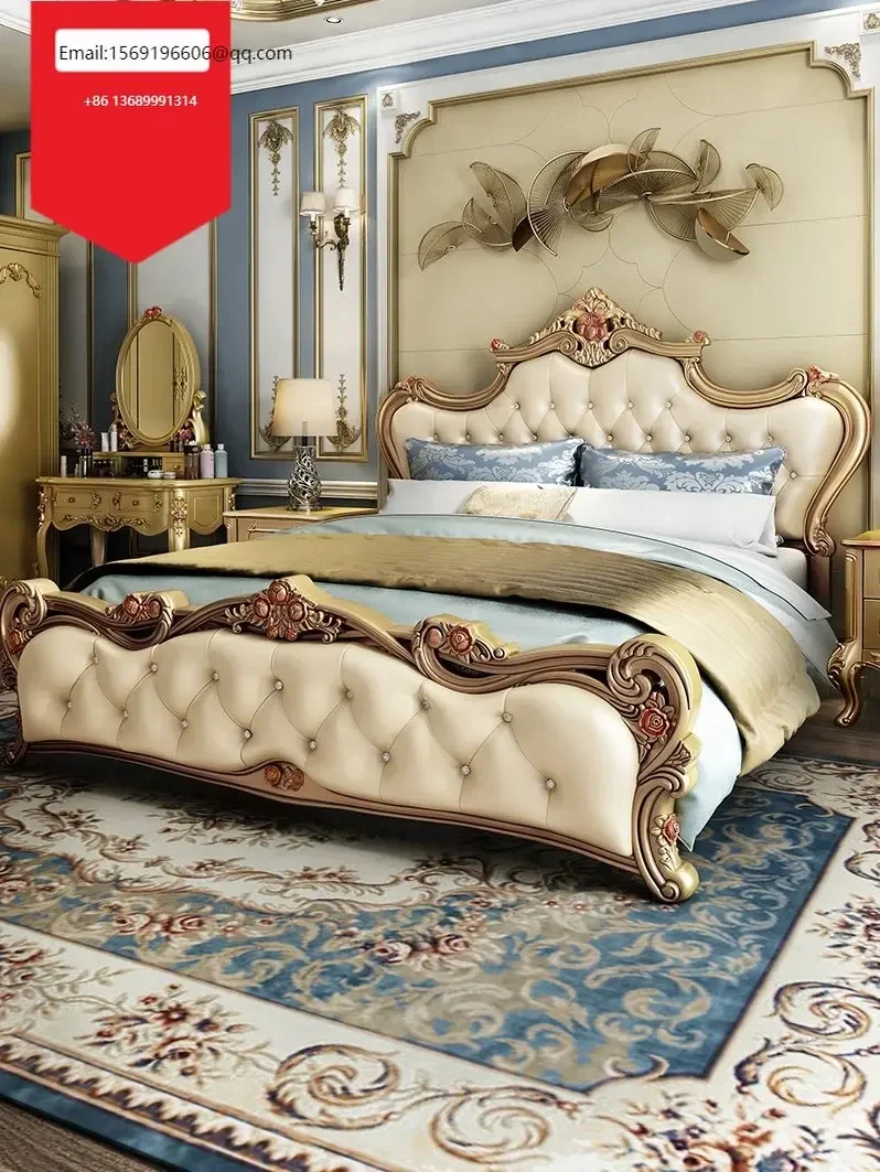 European-style double master bedroom modern simple princess wedding champagne gold paint bedroom leather bed
European-style double master bedroom modern simple princess wedding champagne gold paint bedroom leather bed