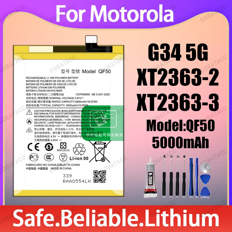 5000mAh QF50 Battery For Motorola MOTO G34 5G /XT2363-2 Large capacity Batteries+Free Tools
5000mAh QF50 Battery For Motorola MOTO G34 5G /XT2363-2 Large capacity Batteries+Free Tools