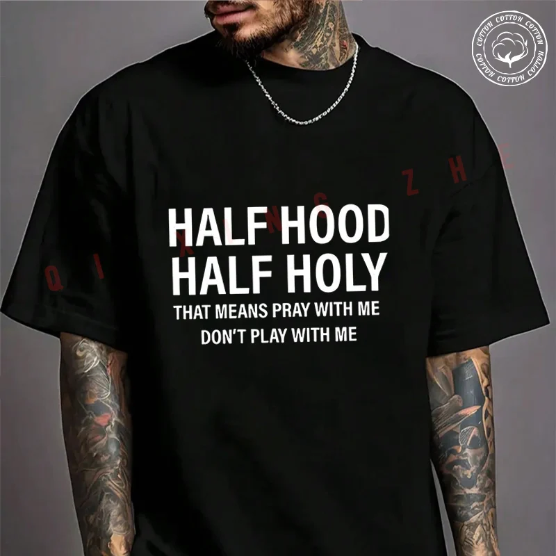 Half Hood Half Holy Bold Print Motorcycle Cotton T-shirt Summer Casual Short Sleeved Basic TShirt Round Neck Unisex Tops
Half Hood Half Holy Bold Print Motorcycle Cotton T-shirt Summer Casual Short Sleeved Basic TShirt Round Neck Unisex Tops