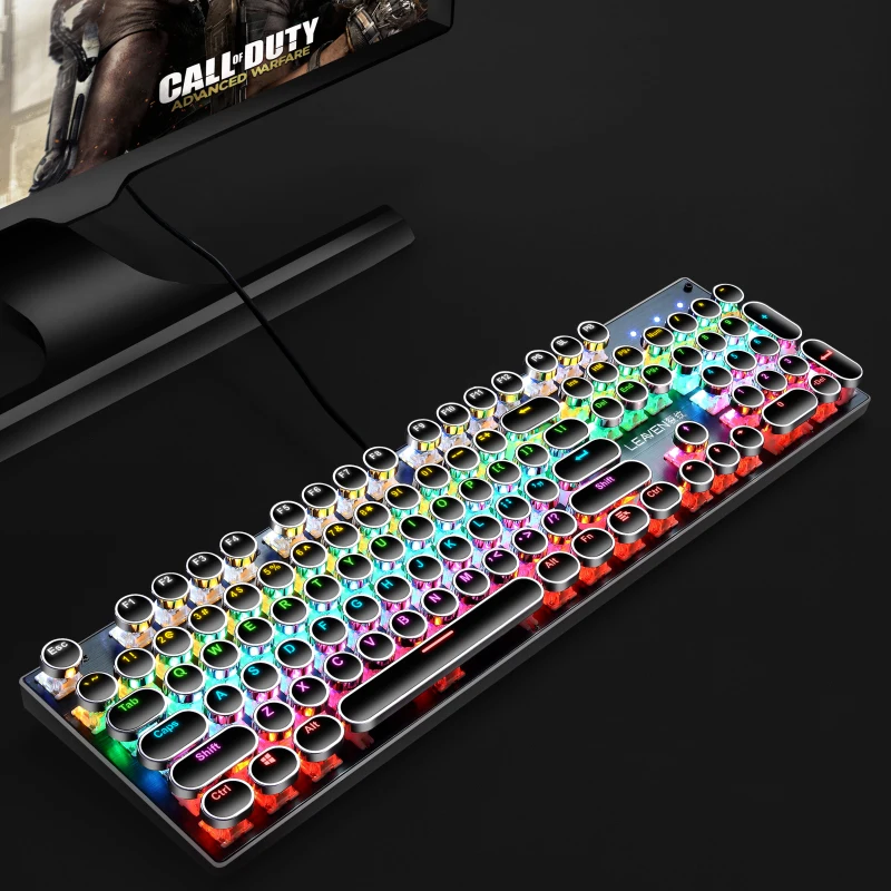 Retro Punk Gaming Mechanical Keyboard Round Keycaps RGB Office Gaming Waterproof Mechanical Keyboard
Retro Punk Gaming Mechanical Keyboard Round Keycaps RGB Office Gaming Waterproof Mechanical Keyboard