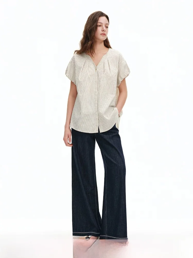 Elegant Stripe Shirt Women's Casual Loose Fit Short Sleeve V-Neck Cotton Blend Fashion Spring Summer New Arrival
Elegant Stripe Shirt Women's Casual Loose Fit Short Sleeve V-Neck Cotton Blend Fashion Spring Summer New Arrival