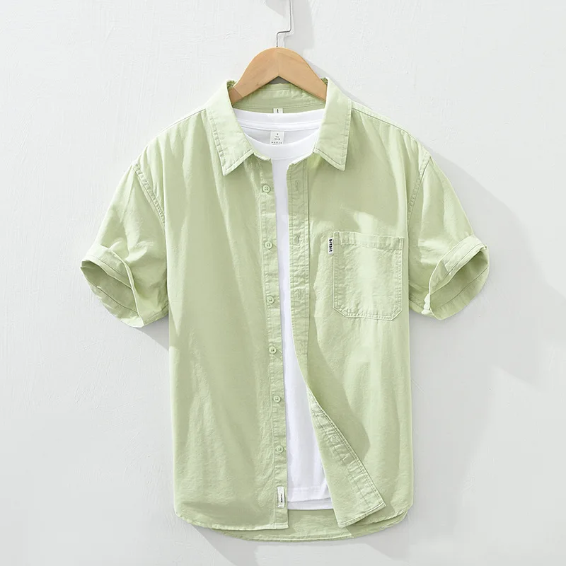 Summer Green Shirt Men 100%Cotton Short Sleeve Man Shirt Daily Casual Shirts Pocket Square Shirt Simple Top Korean Style Clothes
Summer Green Shirt Men 100%Cotton Short Sleeve Man Shirt Daily Casual Shirts Pocket Square Shirt Simple Top Korean Style Clothes