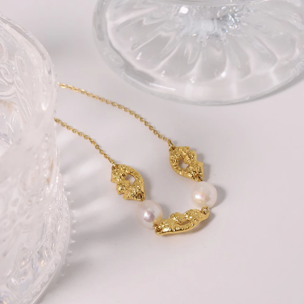 Stainless Steel Freshwater Baroque Pearl Necklace 18K Gold Plated for Woman Necklace Chain Style Vintage Jewelry TN0010
Stainless Steel Freshwater Baroque Pearl Necklace 18K Gold Plated for Woman Necklace Chain Style Vintage Jewelry TN0010