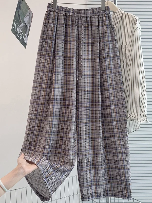 Retro Plaid Wide Leg Walking Pants Women Summer Loose Fit plus Size Lightweight Draped Slimming Casual Straight Long Trousers
Retro Plaid Wide Leg Walking Pants Women Summer Loose Fit plus Size Lightweight Draped Slimming Casual Straight Long Trousers