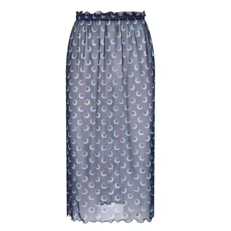 Mesh Perspective Half Skirt Women European American Summer High Street New Moon Printed Medium Length Lace Sexy Versatile Skirt
Mesh Perspective Half Skirt Women European American Summer High Street New Moon Printed Medium Length Lace Sexy Versatile Skirt