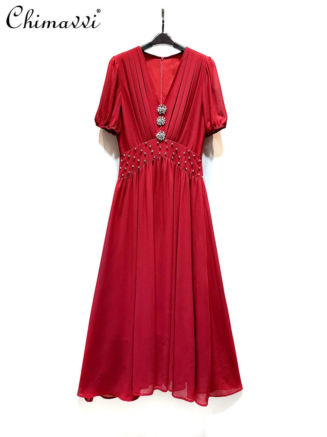 High-end Elegant Socialite Diamond Red V-neck Long Dress 2025 Summer New Fashion Heavy Short-sleeved Party Women's Dresses
High-end Elegant Socialite Diamond Red V-neck Long Dress 2025 Summer New Fashion Heavy Short-sleeved Party Women's Dresses