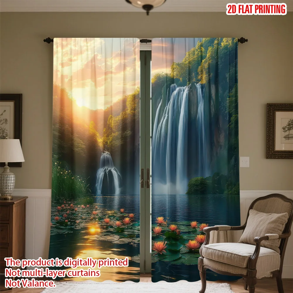 2D flat printing 2pcs Window Drapes Sunset Over Waterfall Bliss Digital Printed Polyester Drapes Festive Holiday Use for Photo
2D flat printing 2pcs Window Drapes Sunset Over Waterfall Bliss Digital Printed Polyester Drapes Festive Holiday Use for Photo