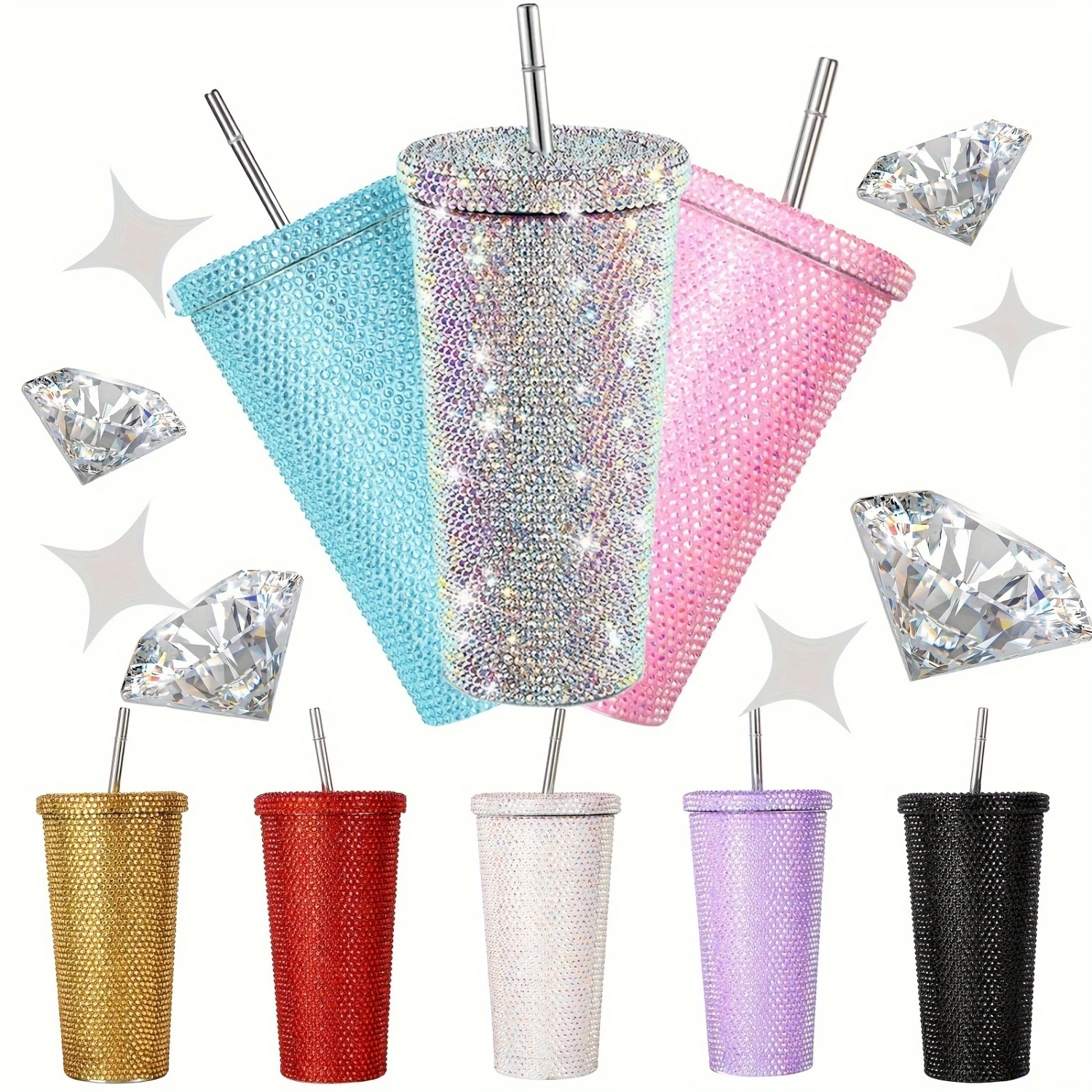 Sparkling Shiny Glitter Studded 16.9oz Stainless Steel Water Bottle Insulated Tumbler With Lid And Straw - 1pc Eco-Friendly Reus
Sparkling Shiny Glitter Studded 16.9oz Stainless Steel Water Bottle Insulated Tumbler With Lid And Straw - 1pc Eco-Friendly Reus