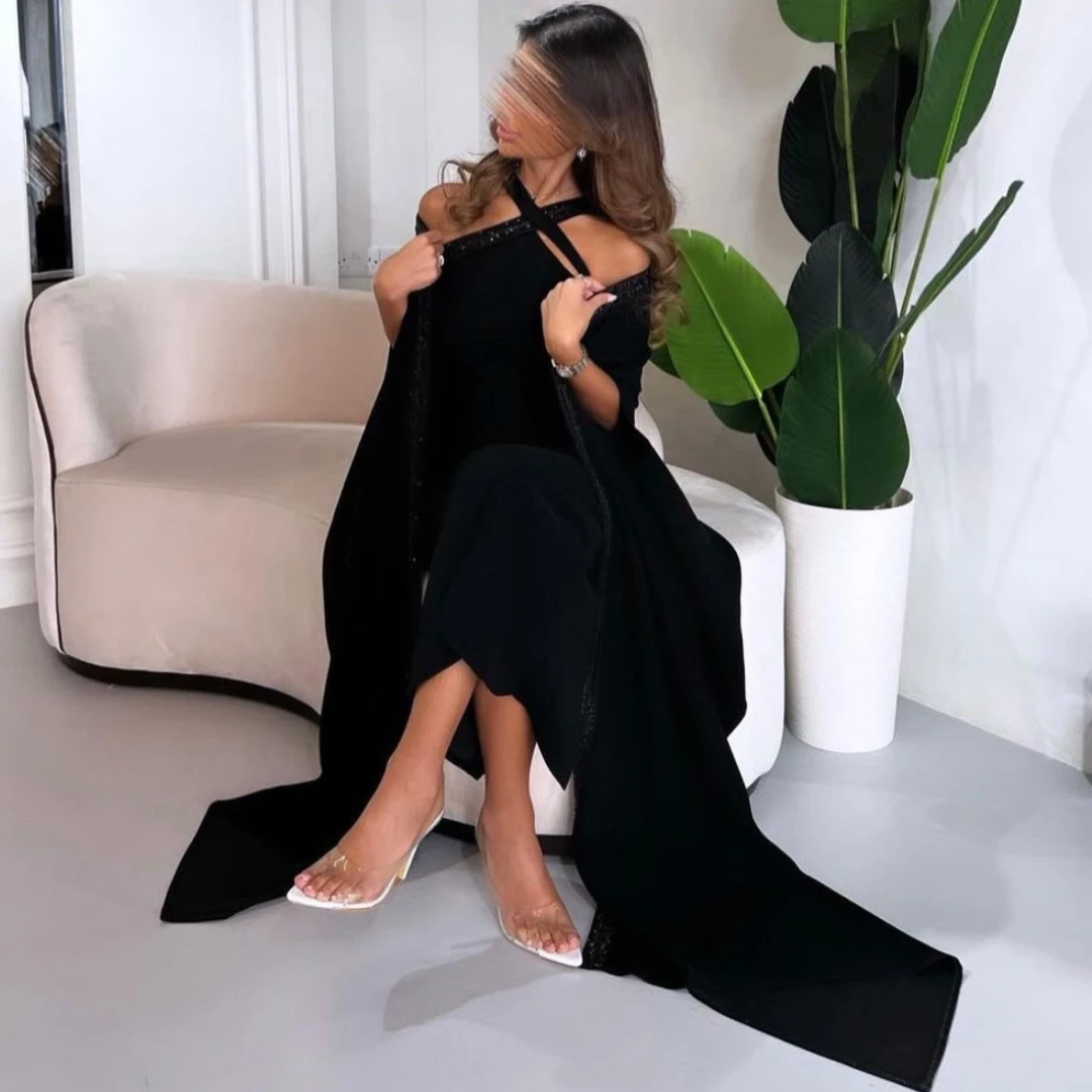 Lovestory Black Ankle Length Prom Dresses Beaded Halter Neck Zipper Back Robe Des Cocktail Evening Party Gowns Wraps Vestidos
Lovestory Black Ankle Length Prom Dresses Beaded Halter Neck Zipper Back Robe Des Cocktail Evening Party Gowns Wraps Vestidos