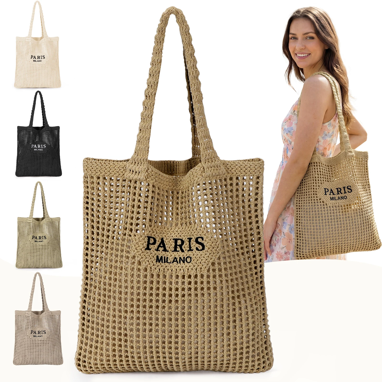 Crochet Tote Bag for Women, Crochet Mesh Beach Tote Bag Summer Vacation Aesthetic Boho Knit Bag for Women
Crochet Tote Bag for Women, Crochet Mesh Beach Tote Bag Summer Vacation Aesthetic Boho Knit Bag for Women