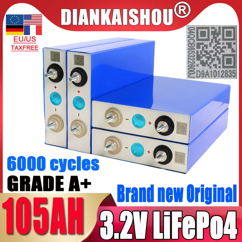 New A-grade 3.2V 105AH lithium iron phosphate rechargeable battery DIY 12V 24V 48V motor modification screw LiFePo4 battery pack
New A-grade 3.2V 105AH lithium iron phosphate rechargeable battery DIY 12V 24V 48V motor modification screw LiFePo4 battery pack