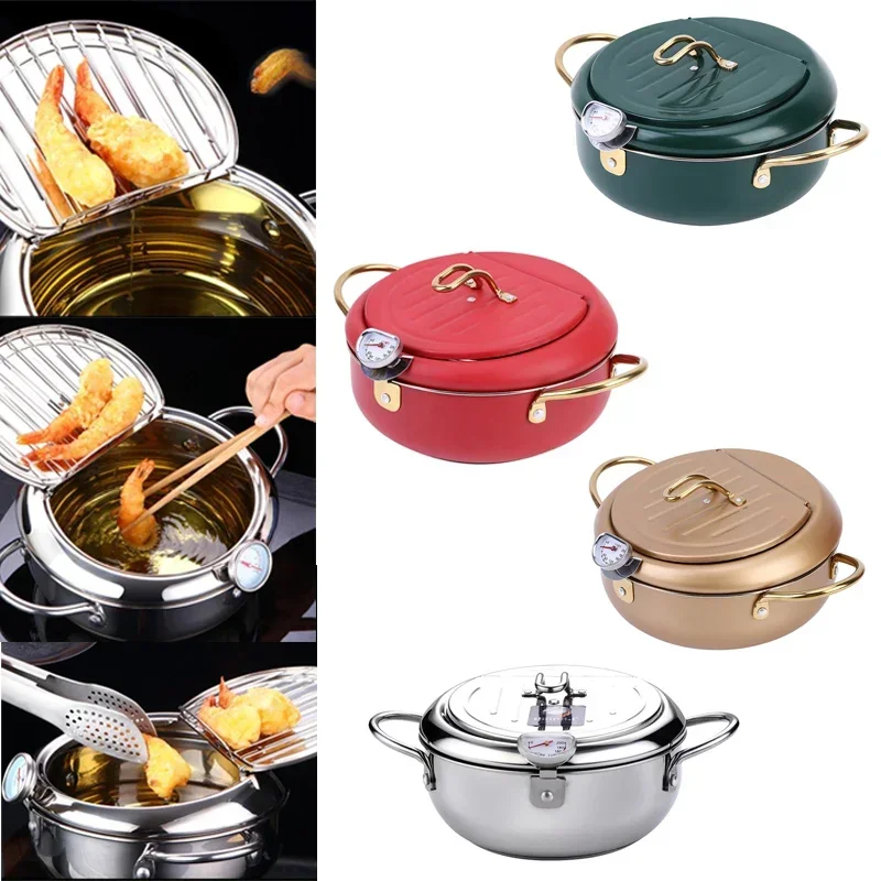 Фритюрница Tempura из нержавеющей стали 304, японская фритюрница с крышкой и термометром с фильтром, 20 см, 24 см, кухонные принадлежности
Фритюрница Tempura из нержавеющей стали 304, японская фритюрница с крышкой и термометром с фильтром, 20 см, 24 см, кухонные принадлежности