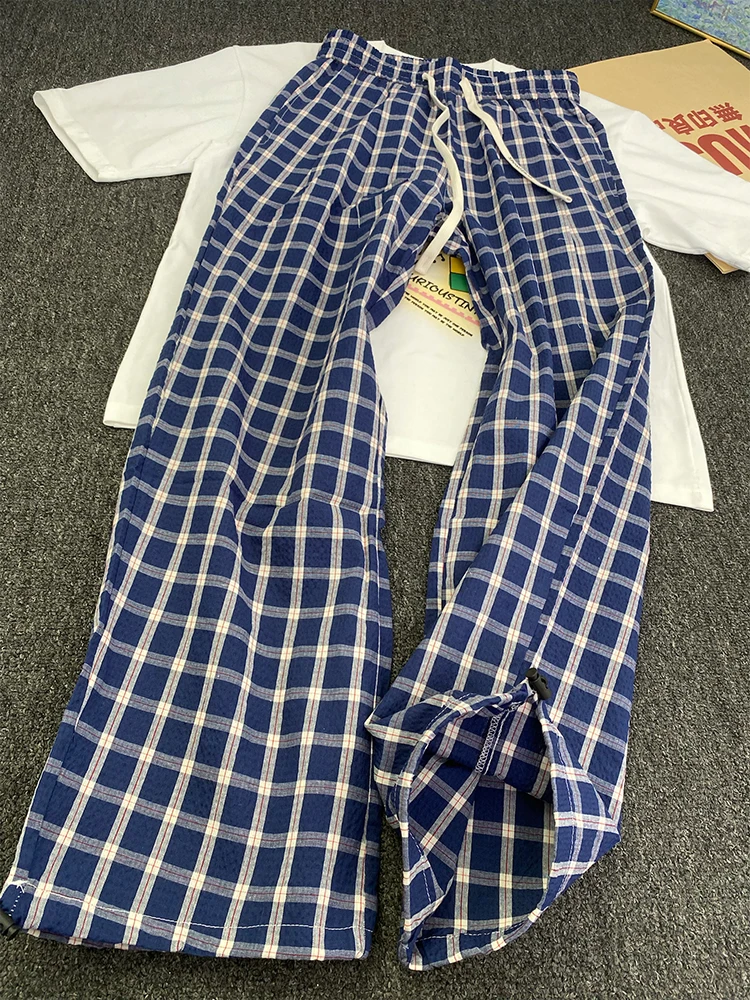 Blue Plaid Casual Pants Men's Summer Thin American Retro Lazy Straight Loose Sports Trousers Breathable Quick Dry Straight Leg
Blue Plaid Casual Pants Men's Summer Thin American Retro Lazy Straight Loose Sports Trousers Breathable Quick Dry Straight Leg