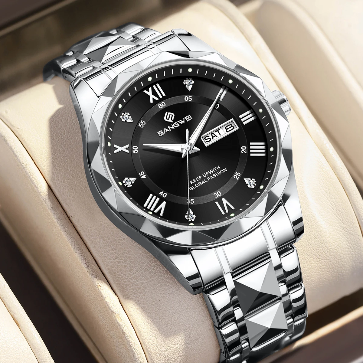 BANGWEI Original Quartz Man Watch Sport Stainless Steel Band Luxury Business Diamond Waterproof Calendar Fashion Watches for Men
BANGWEI Original Quartz Man Watch Sport Stainless Steel Band Luxury Business Diamond Waterproof Calendar Fashion Watches for Men