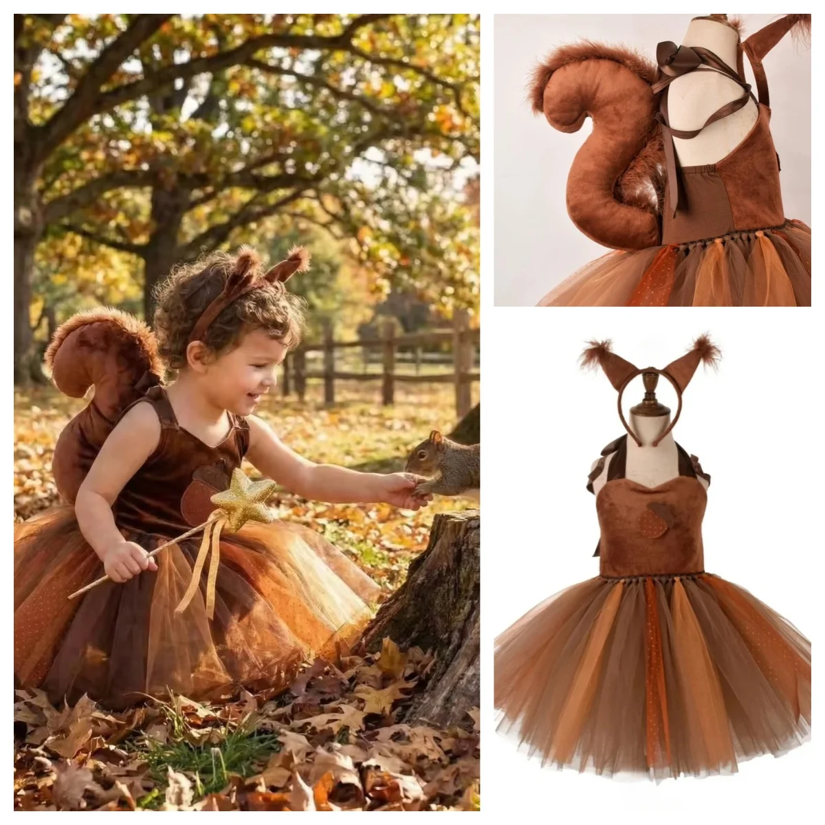 Brown Animal Squirrels Pattern Tail and Ear Dress Cute Role Playing Costume for Halloween Birthday Party Gifts Animal Costume
Brown Animal Squirrels Pattern Tail and Ear Dress Cute Role Playing Costume for Halloween Birthday Party Gifts Animal Costume