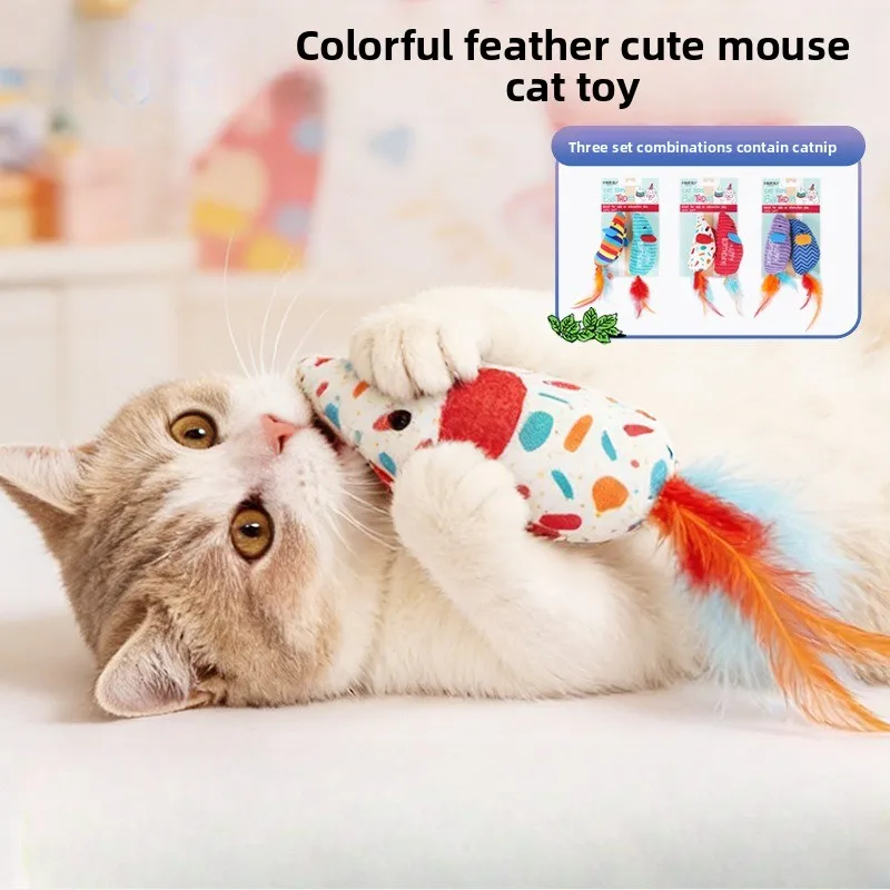 Colorful Feather Cute Mouse Cat Toy 2-Pack Set, Realistic Teaser Wand with Catnip for Kittens Teething, Boredom Relief Play
Colorful Feather Cute Mouse Cat Toy 2-Pack Set, Realistic Teaser Wand with Catnip for Kittens Teething, Boredom Relief Play
