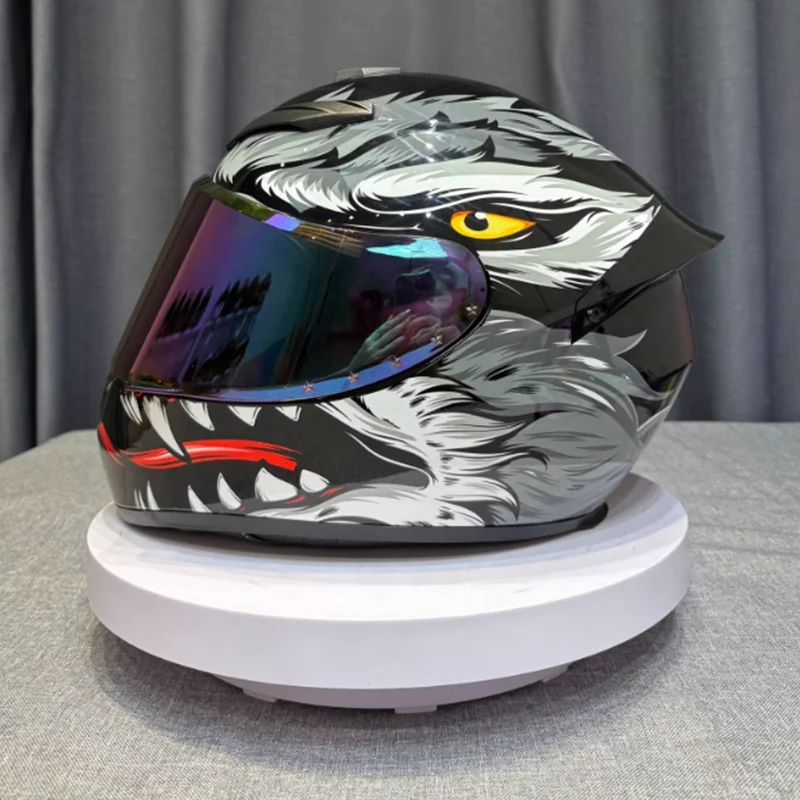 National Trend Style Grey Wolf Men's Motorcycle Safety Full Face Helmet Support for Bluetooth All-season Universal Riding Winter
National Trend Style Grey Wolf Men's Motorcycle Safety Full Face Helmet Support for Bluetooth All-season Universal Riding Winter