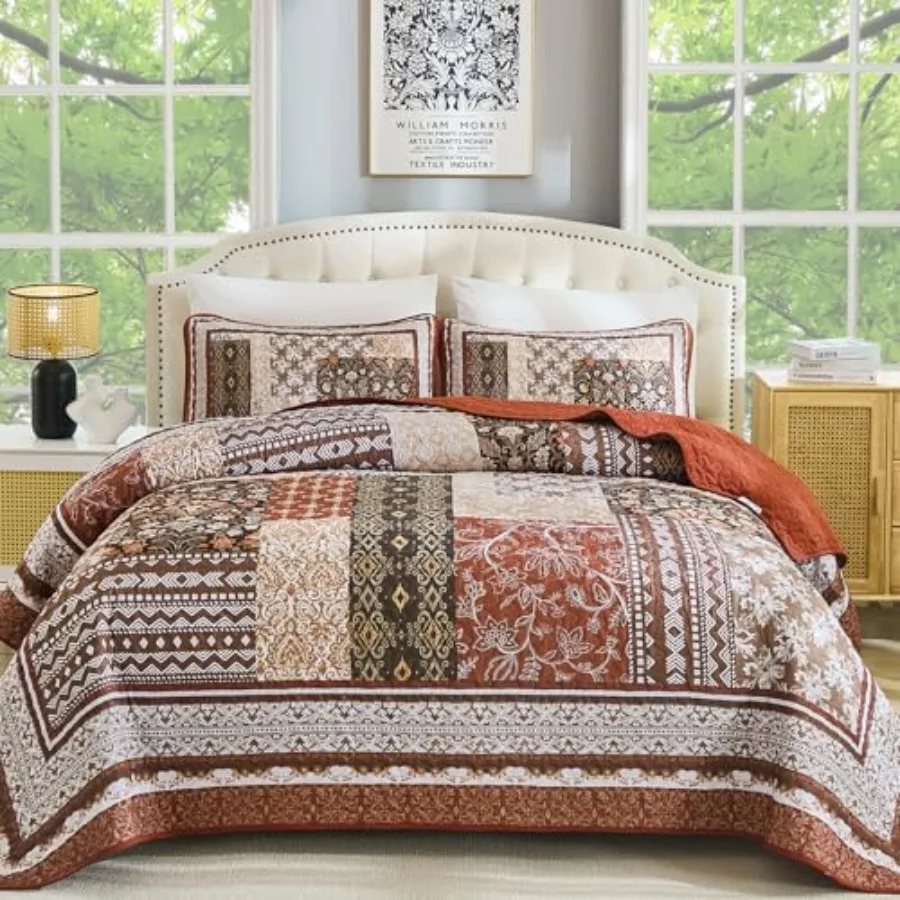 Quilt Set SizeOrange and Bohemian Patchwork Bedspread Coverlet Set Reversible Farmhouse Floral Pattern Bedspreads Bedding Set f
Quilt Set SizeOrange and Bohemian Patchwork Bedspread Coverlet Set Reversible Farmhouse Floral Pattern Bedspreads Bedding Set f