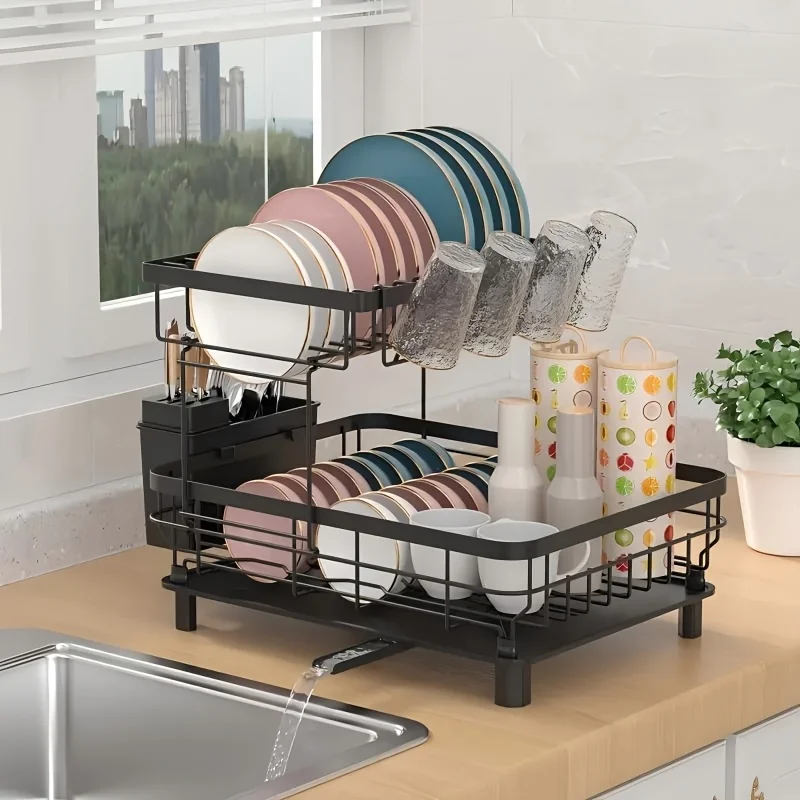 usDish Drying Rack, 2 Tier Dish Racks for Kitchen Counter, Large Stainless Steel Kitchen Dish Drying Rack, Detachable Large Capacity Dish Drainer Organizer with Utensil Holder, Drain Boardd
usDish Drying Rack, 2 Tier Dish Racks for Kitchen Counter, Large Stainless Steel Kitchen Dish Drying Rack, Detachable Large Capacity Dish Drainer Organizer with Utensil Holder, Drain Boardd