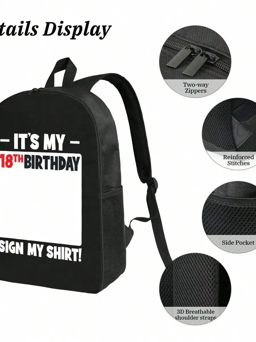 18th Birthday Bold Typography Custom Fashion Backpack For Adults Stylish Durable Waterproof Casual School College Travel Bag
18th Birthday Bold Typography Custom Fashion Backpack For Adults Stylish Durable Waterproof Casual School College Travel Bag