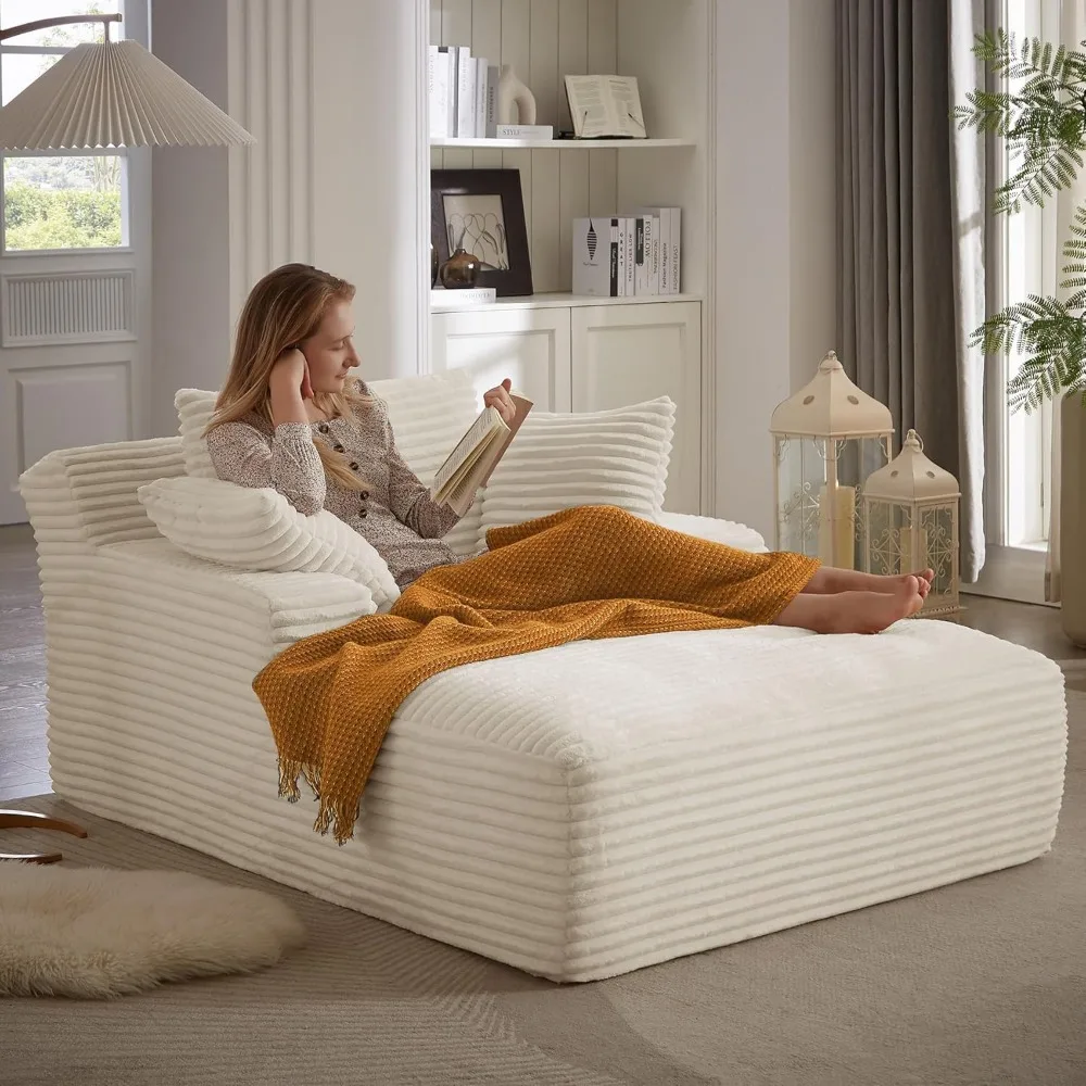 49" Chaise Lounge Indoor, Oversized Chaise Lounge Chair with 3 Comfy Pillows for Living Room Bedroom, Wide Arms Corduroy Fabric
49" Chaise Lounge Indoor, Oversized Chaise Lounge Chair with 3 Comfy Pillows for Living Room Bedroom, Wide Arms Corduroy Fabric