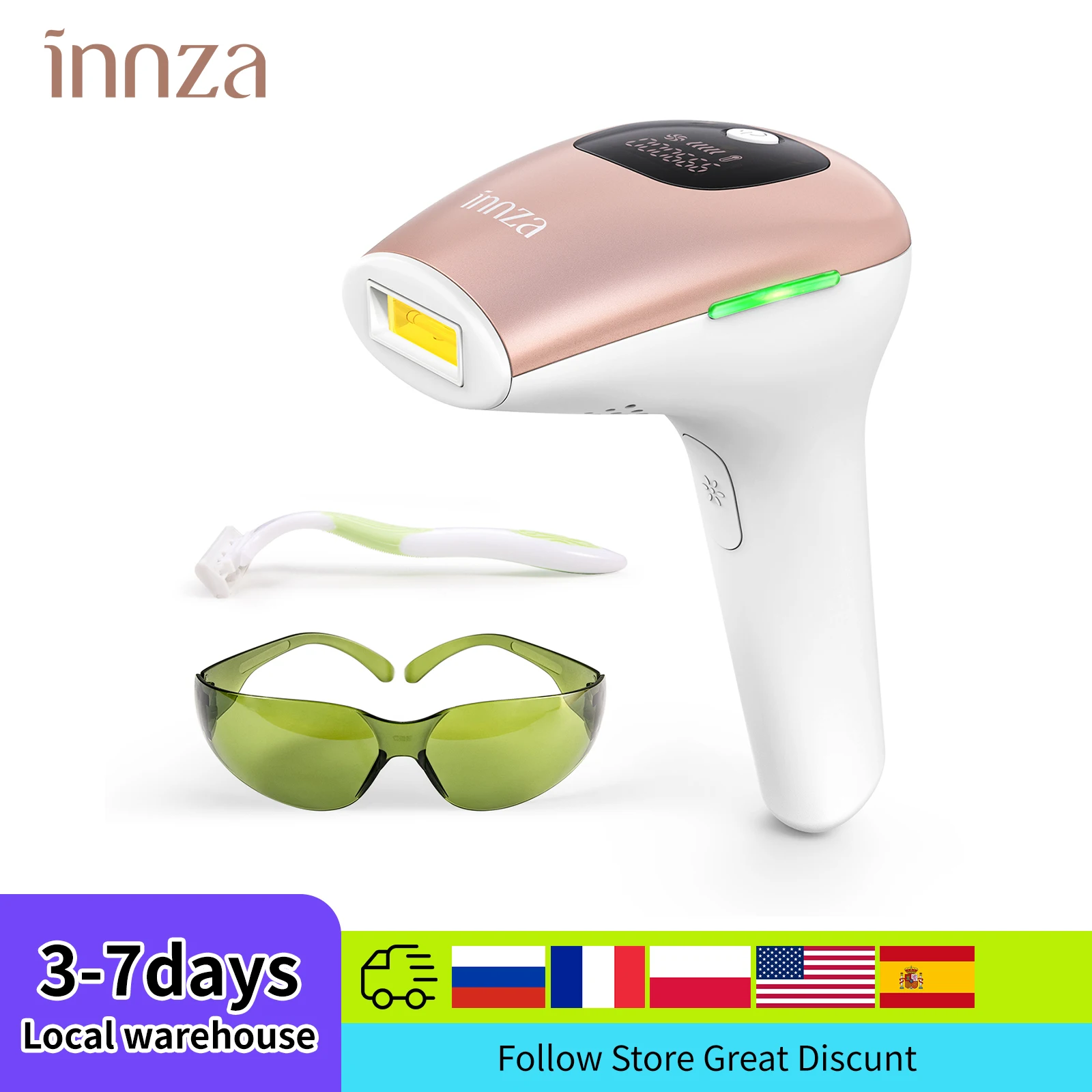 INNZA IPL Hair Removal for Women at-Home 999,000 Flashes Painless Hair Remover Device for Facial /Armpits/Legs/Arms/ Bikini Line
INNZA IPL Hair Removal for Women at-Home 999,000 Flashes Painless Hair Remover Device for Facial /Armpits/Legs/Arms/ Bikini Line