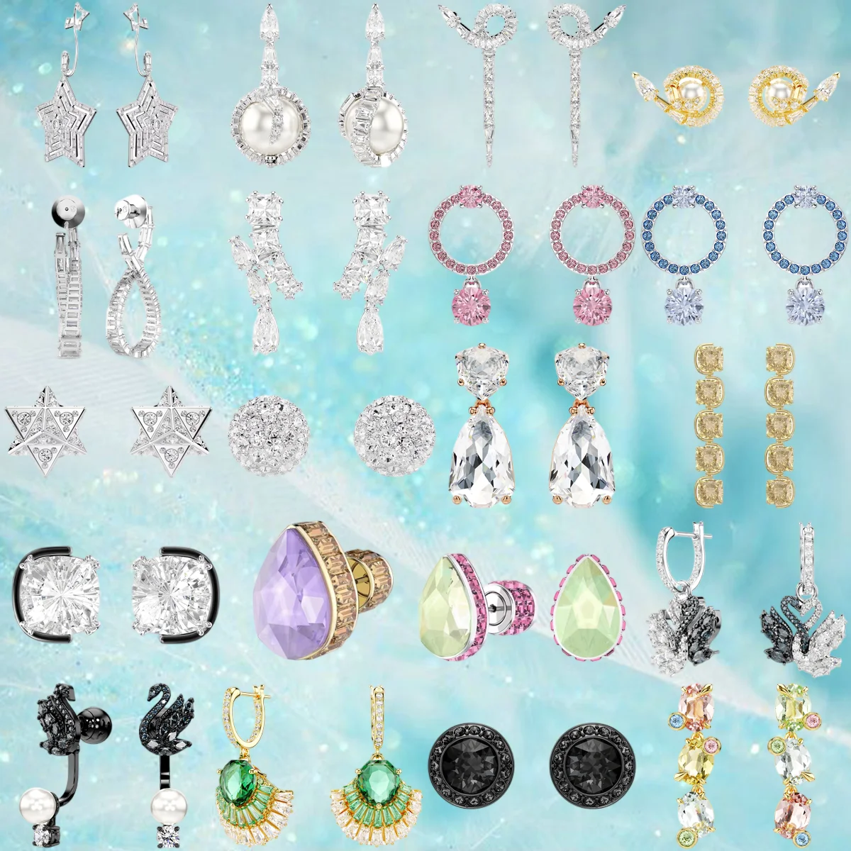 Assorted Women's Fashion Earrings - Star, Swan, Gemstone & Crystal - Embellished Styles for Elegant and Dazzling Looks
Assorted Women's Fashion Earrings - Star, Swan, Gemstone & Crystal - Embellished Styles for Elegant and Dazzling Looks