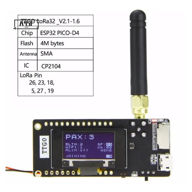 A45F-TTGO Lora32 V2.1 ESP32 Bluetooth WIFI Wireless Module 433Mhz 0.96 Inch Bluetooth Wifi Wireless Module SMA IP5306 
A45F-TTGO Lora32 V2.1 ESP32 Bluetooth WIFI Wireless Module 433Mhz 0.96 Inch Bluetooth Wifi Wireless Module SMA IP5306