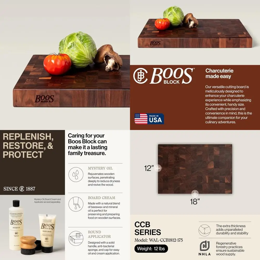 CCB Series Recular Wooden Walnut Cutting Board 18”x12” – 1.75” Thick, 12-lb Reversible Butcher Block with End-Grain & inger Grip
CCB Series Recular Wooden Walnut Cutting Board 18”x12” – 1.75” Thick, 12-lb Reversible Butcher Block with End-Grain & inger Grip