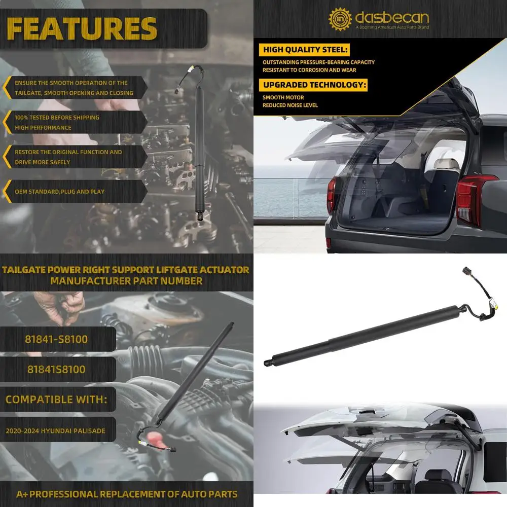 Задний электрический амортизатор для Hyundai Palisade 2020-2024, заменяет 81841-S8100, правая сторона
Задний электрический амортизатор для Hyundai Palisade 2020-2024, заменяет 81841-S8100, правая сторона