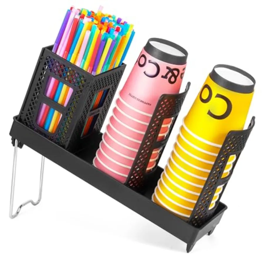 Cup and Lid Holder, Disposable Paper Cup Dispenser with Coffee Pod Straw Storage Basket, Countertop Coffee Cup Holder for Coffe
Cup and Lid Holder, Disposable Paper Cup Dispenser with Coffee Pod Straw Storage Basket, Countertop Coffee Cup Holder for Coffe