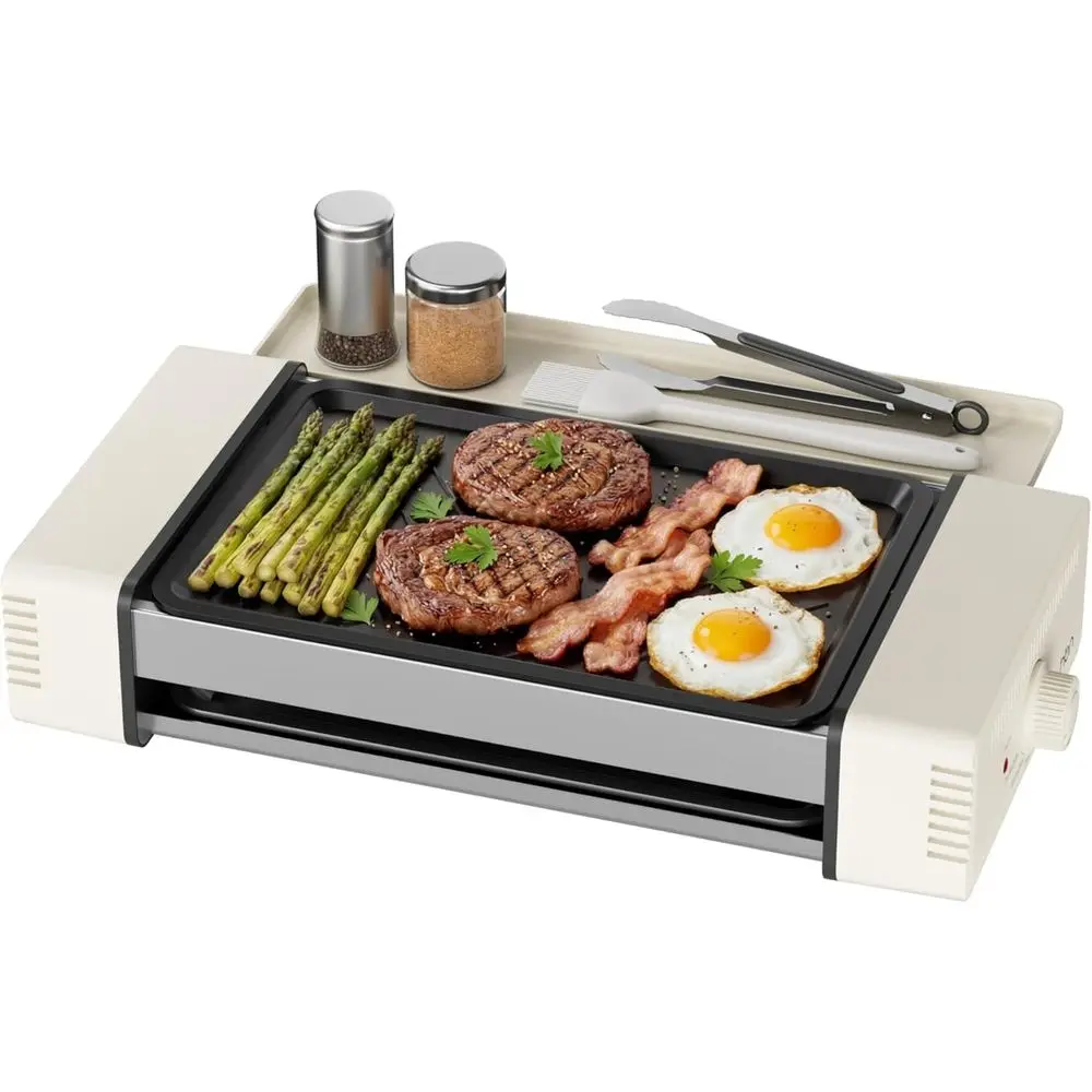 3-in-1 Indoor Grill: Nonstick Griddle, Grill Rack & Sausage Grill for Korean BBQ, Dishwasher Safe, 400 Beige
3-in-1 Indoor Grill: Nonstick Griddle, Grill Rack & Sausage Grill for Korean BBQ, Dishwasher Safe, 400 Beige