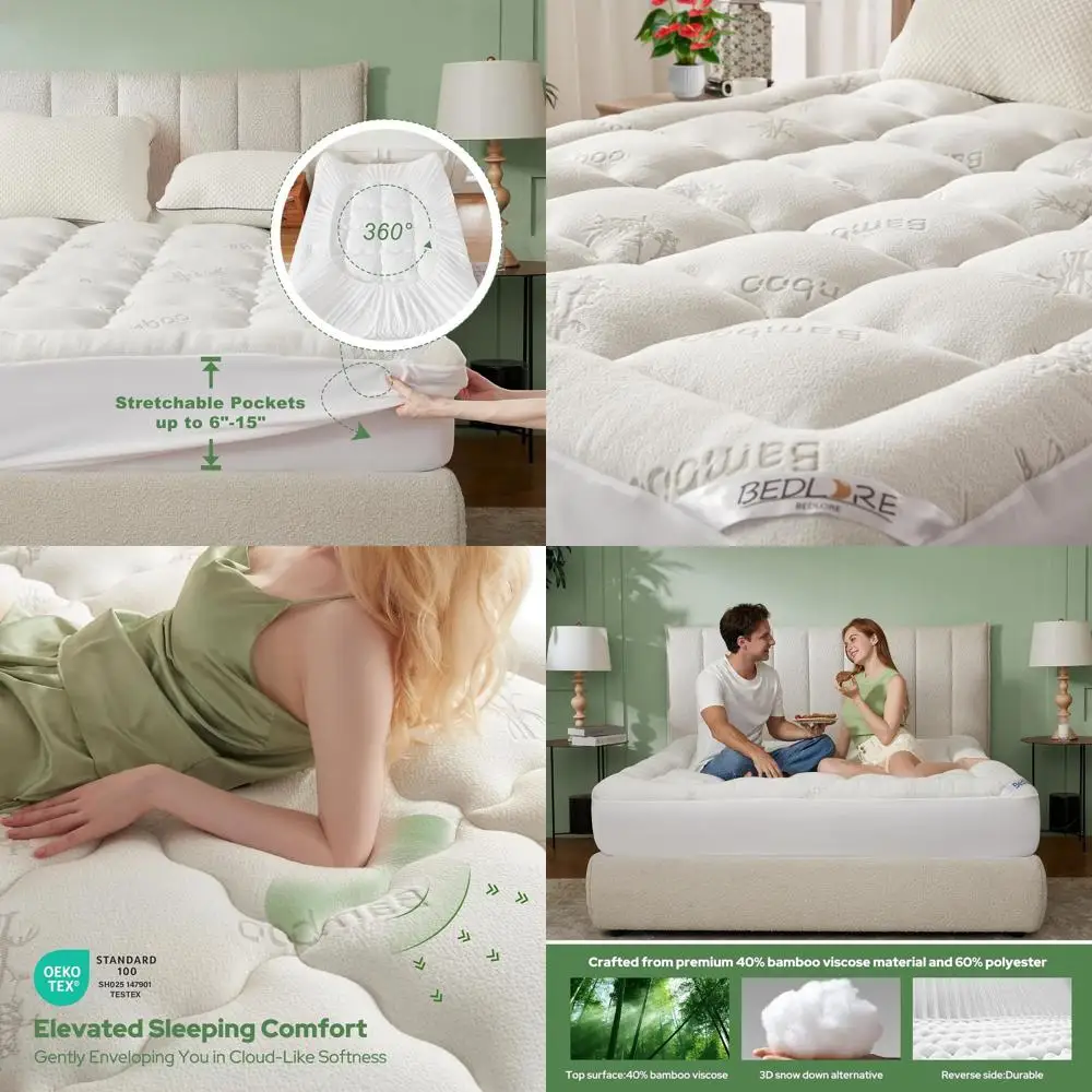 Bamboo Viscose Full Size Mattress Topper, Plush Pillow Top Pad for 6-15 Mattresses, Breathable for Back Pain Relief
Bamboo Viscose Full Size Mattress Topper, Plush Pillow Top Pad for 6-15 Mattresses, Breathable for Back Pain Relief