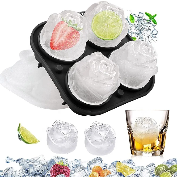 3D Rose Silicone Ice Tray with Lid Large Round Shape Silicone Ice Mold
3D Rose Silicone Ice Tray with Lid Large Round Shape Silicone Ice Mold