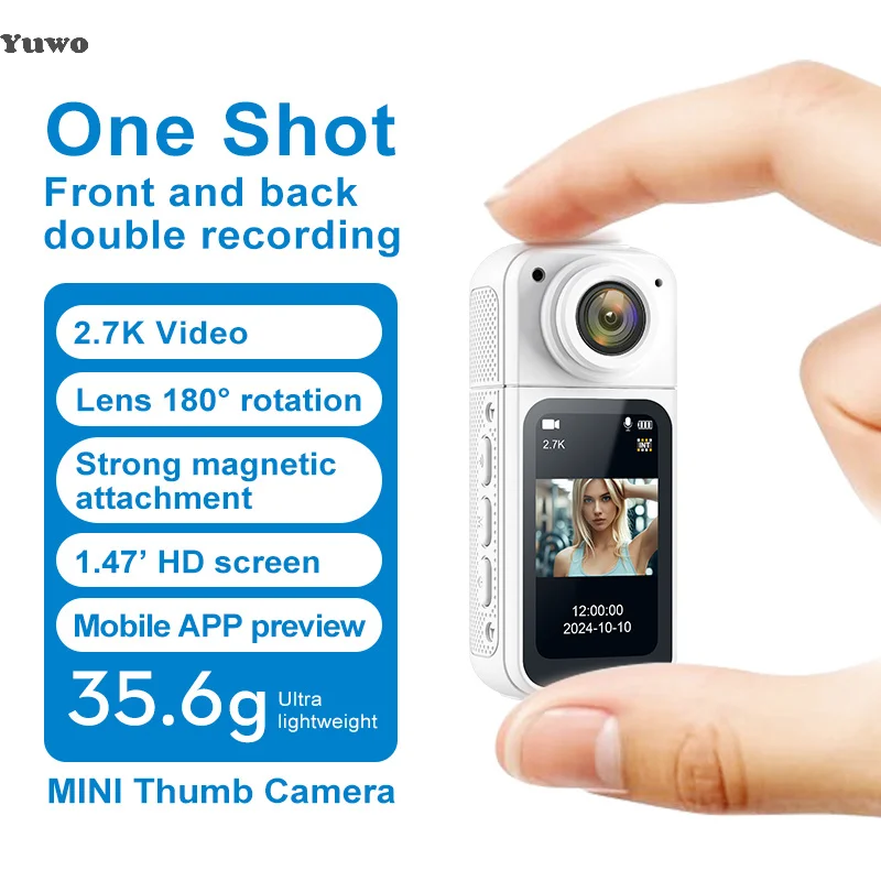 1.47" IPS Screen Action Camera 2.7K Video Thumb Camera With 180°Rotatable Lens Support Wi-Fi Magnetic Attachments For Travel
1.47" IPS Screen Action Camera 2.7K Video Thumb Camera With 180°Rotatable Lens Support Wi-Fi Magnetic Attachments For Travel