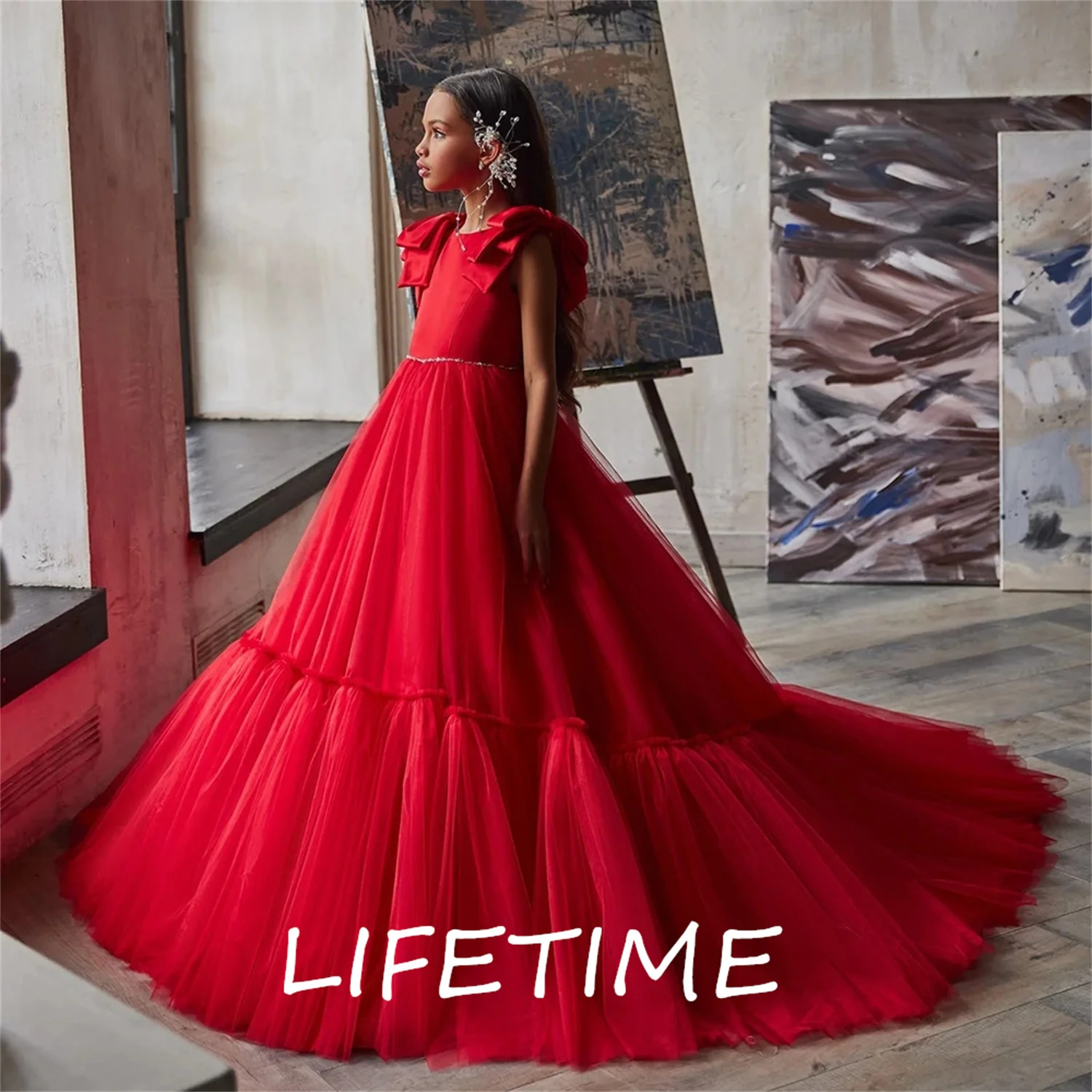 Ruffles Red Flower Girl Dresses with Bow O-neck Floor Length Prom Party Ball Gown for Little Girls Kids Tulle Formal Wear
Ruffles Red Flower Girl Dresses with Bow O-neck Floor Length Prom Party Ball Gown for Little Girls Kids Tulle Formal Wear