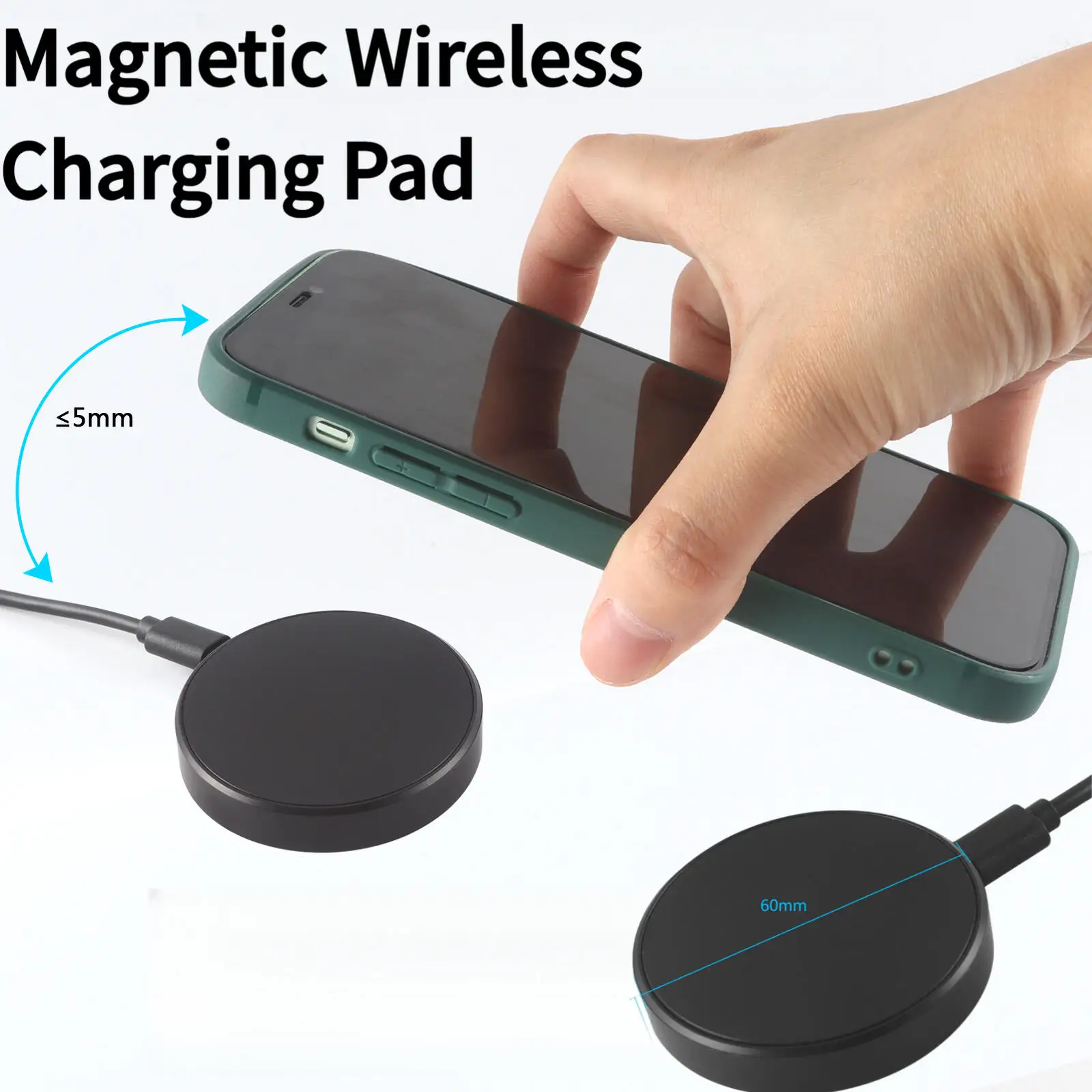 Portable Magnetic Wireless Charging Pad 15W Max Fast Charge, Anti-Slip, Case-Friendly Design for iPhone, Android Phones AirPods
Portable Magnetic Wireless Charging Pad 15W Max Fast Charge, Anti-Slip, Case-Friendly Design for iPhone, Android Phones AirPods
