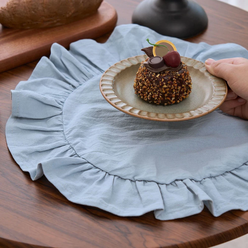 4 Piece Round Placemat Set 15x15 Inch Scalloped Ruffle Edge Table Mats for Home For Kitchen Dining Room Polyester Cotton
4 Piece Round Placemat Set 15x15 Inch Scalloped Ruffle Edge Table Mats for Home For Kitchen Dining Room Polyester Cotton