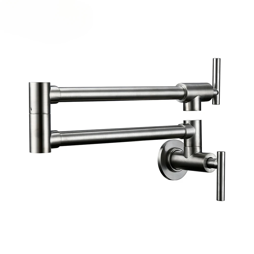 Brushed Nickel Faucet Brass Wall Mounted Pot Filler Swivel Folding Retractable Rotary Stretch Kitchen Tap
Brushed Nickel Faucet Brass Wall Mounted Pot Filler Swivel Folding Retractable Rotary Stretch Kitchen Tap