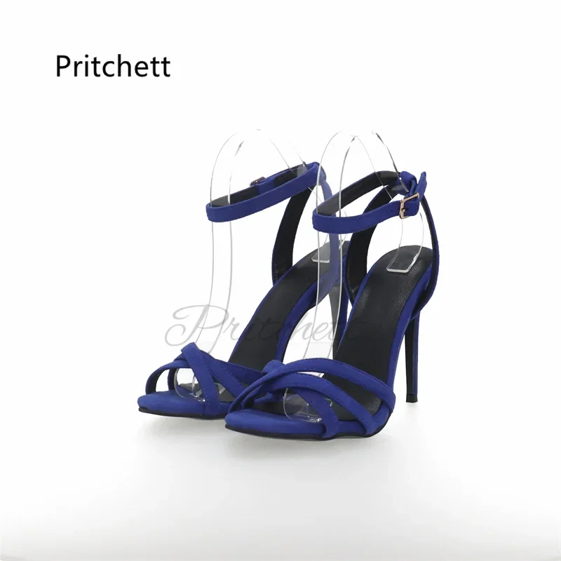 Blue Suede High Heels Sandals for Women Buckle Cross Strap Stiletto Shoes Summer Fashion Open Toe Party Office Lady Shoes
Blue Suede High Heels Sandals for Women Buckle Cross Strap Stiletto Shoes Summer Fashion Open Toe Party Office Lady Shoes