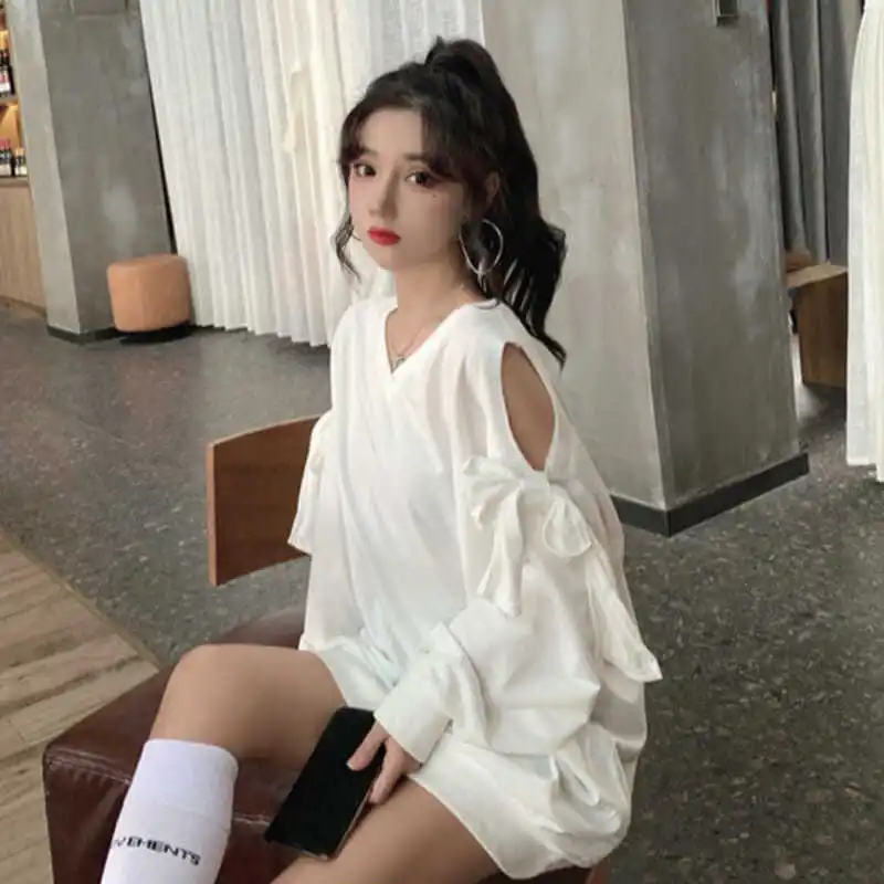 Trend Loose Bow Patchwork Hoodies Spring Autumn New Off Shoulder Korean Lazy Style Pullovers Top Fashion Casual Women Clothing
Trend Loose Bow Patchwork Hoodies Spring Autumn New Off Shoulder Korean Lazy Style Pullovers Top Fashion Casual Women Clothing