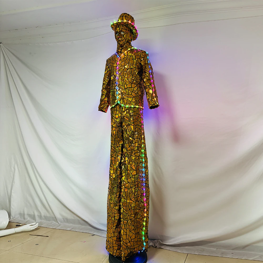 Golden Fabric Suit LED Stilt Mask Male Costume Celebration Activity Performance Costume 2026 Hot Sale LED Lighting Costume
Golden Fabric Suit LED Stilt Mask Male Costume Celebration Activity Performance Costume 2026 Hot Sale LED Lighting Costume
