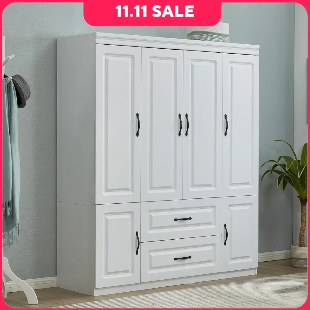 74" H Freestanding Clothes Storage, Closet Cabinet with Hanging Rod Shelf 2 Drawers, Wood Wardrobe Storage
74" H Freestanding Clothes Storage, Closet Cabinet with Hanging Rod Shelf 2 Drawers, Wood Wardrobe Storage