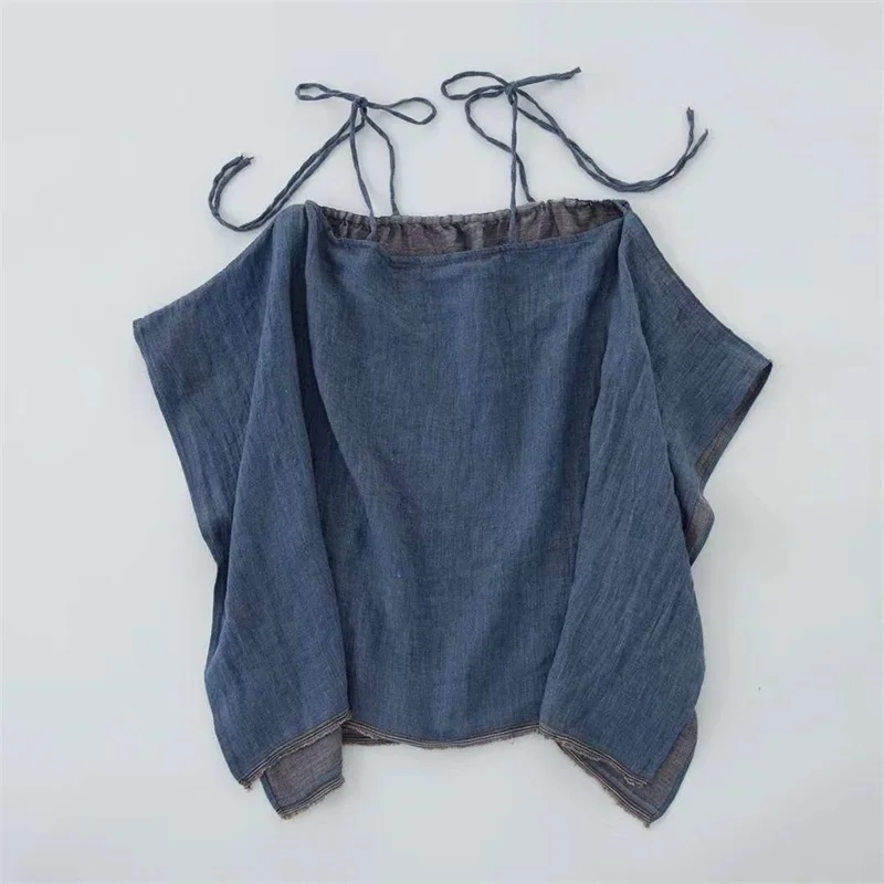 Двусторонний топ из льняной смеси с цветными вязаными бретелями для женщин от PengPeng Home Faion, модель Commute Sle, лето 2023
Двусторонний топ из льняной смеси с цветными вязаными бретелями для женщин от PengPeng Home Faion, модель Commute Sle, лето 2023