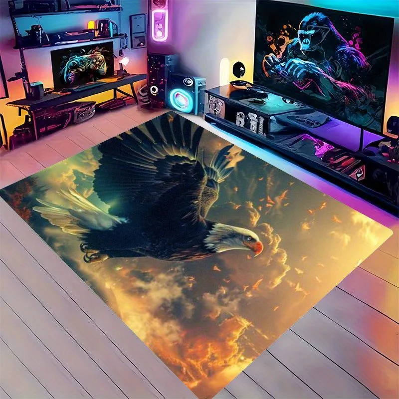 Flying Bald Eagle Print Area Rug, Dramatic Sunset Sky Pattern Floor Mat for Gaming Room, Bedroom, Non-Slip Washable Carpet
Flying Bald Eagle Print Area Rug, Dramatic Sunset Sky Pattern Floor Mat for Gaming Room, Bedroom, Non-Slip Washable Carpet