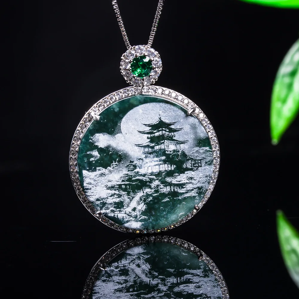 Burmese Jadeite Scenery Pendant Necklace Fashion 925 Silver Natural Jewelry Charm Real Jade Gemstone Vintage Gifts for Women
Burmese Jadeite Scenery Pendant Necklace Fashion 925 Silver Natural Jewelry Charm Real Jade Gemstone Vintage Gifts for Women