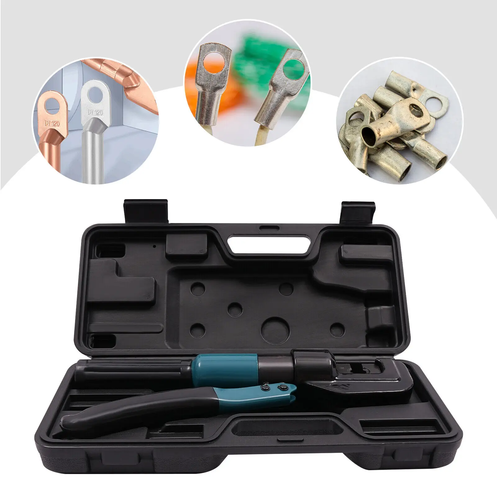 Hydraulic Hand Crimper 10mm/0.39in Stroke Crimping Tool Wire Crimping Tool with 1 Pair Dies 1/8''
Hydraulic Hand Crimper 10mm/0.39in Stroke Crimping Tool Wire Crimping Tool with 1 Pair Dies 1/8''