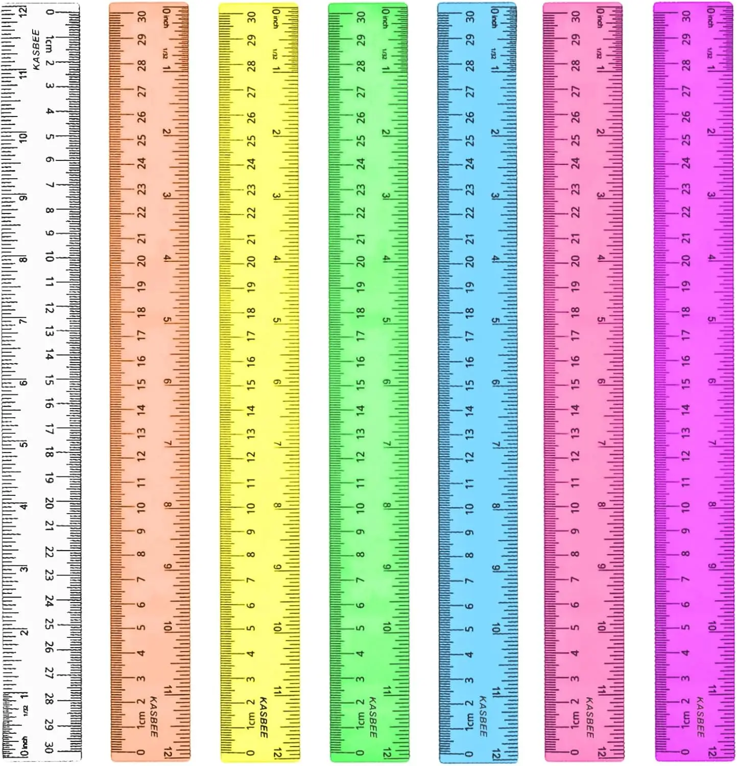 12 Inch Clear Ruler with in and cm Markings, Pack of 7 Colored Plastic Rulers for School Use
12 Inch Clear Ruler with in and cm Markings, Pack of 7 Colored Plastic Rulers for School Use