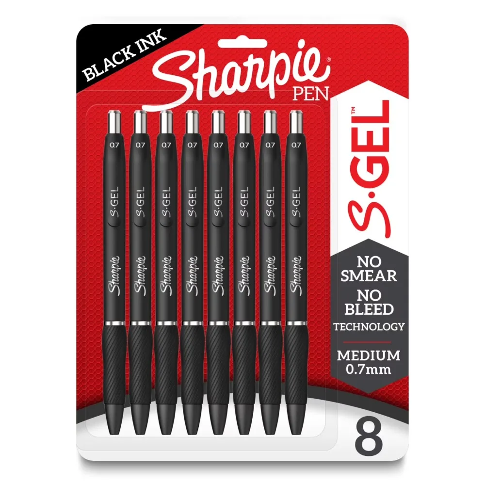 Sharpie S-Gel Gel Pens, Medium Point (0.7mm), Black, 8 Count
Sharpie S-Gel Gel Pens, Medium Point (0.7mm), Black, 8 Count