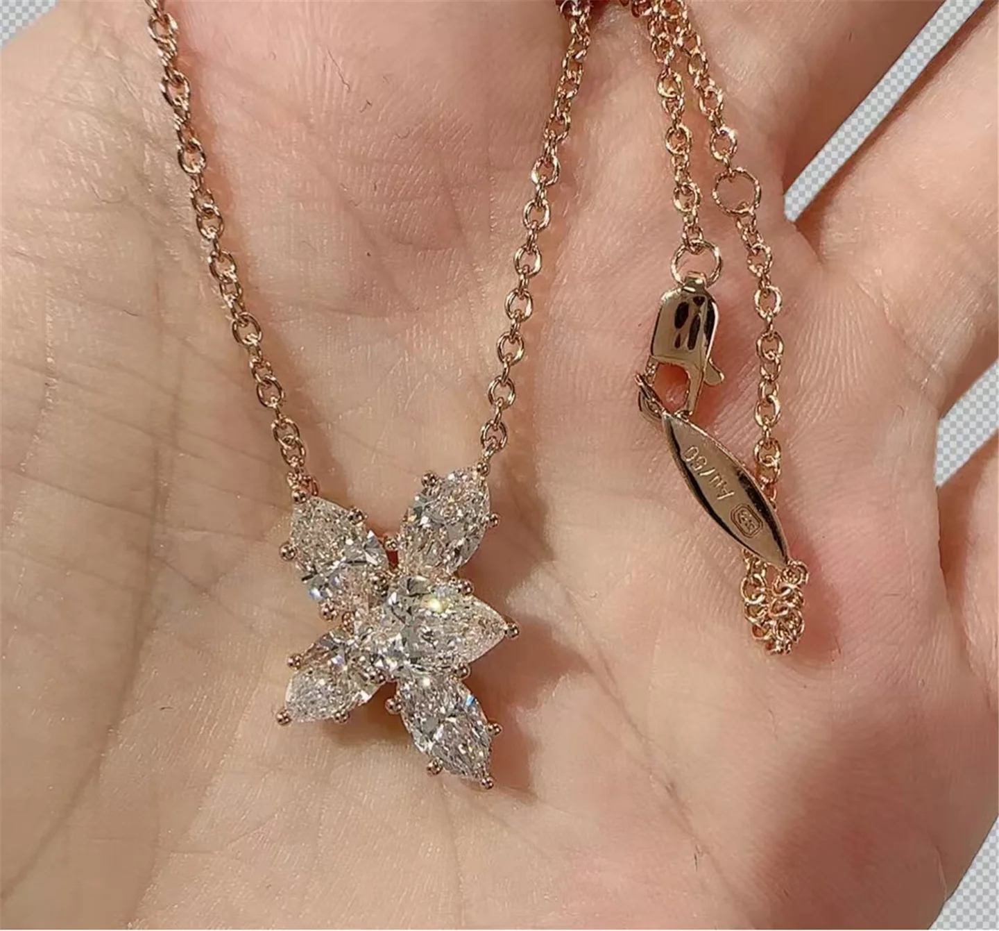 14K Solid Gold Laboratory-Grown Diamond Marquise and Pear Cut Five-Stone Pendant CVD HPHT Fashion Diamond Necklace O-Link Chain
14K Solid Gold Laboratory-Grown Diamond Marquise and Pear Cut Five-Stone Pendant CVD HPHT Fashion Diamond Necklace O-Link Chain